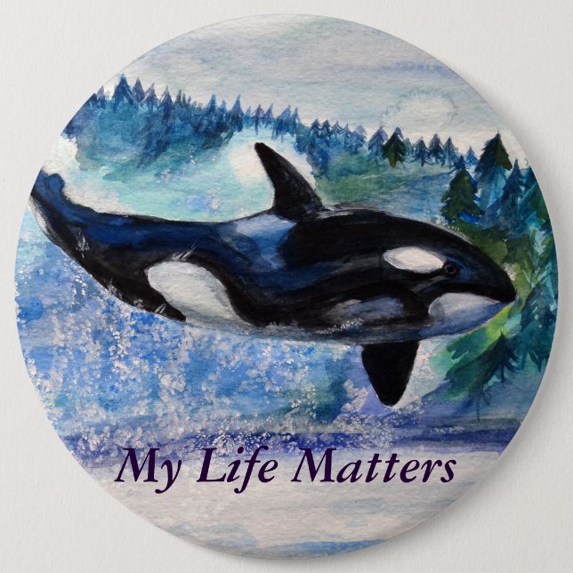 Orca Liebhaber Natur freundliches Abzeichen Button (Vorderseite)