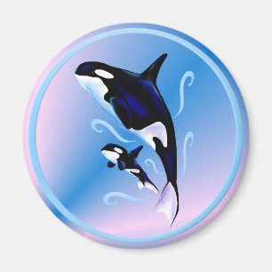 Orca-Mama und Baby-Magnet Magnet