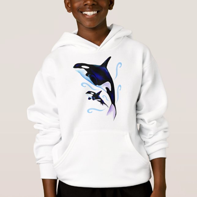 Orca-Mama und Baby-Shirt Hoodie (Vorderseite)