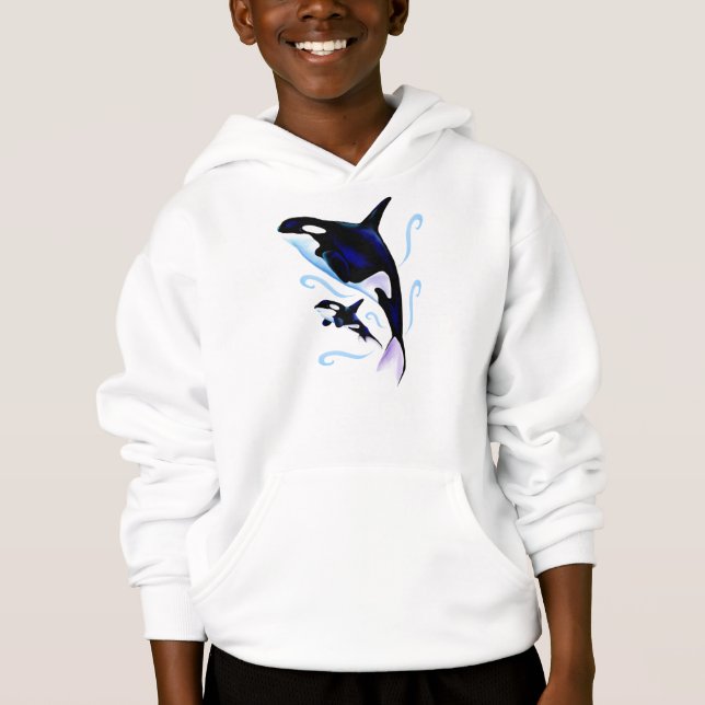 Orca-Mama und Baby-Shirt Hoodie (Vorderseite)
