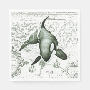Orca Map Green Serviette