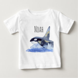 Orca mit Gold und individuellem Namen Baby T-shirt