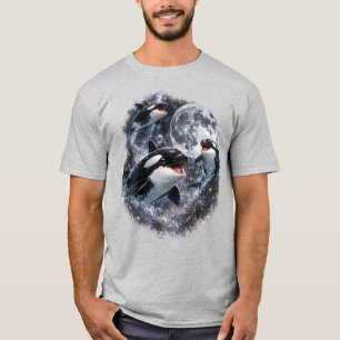 Orca Mond Schwertwal Ozean Lustiges Meereslebe T-Shirt