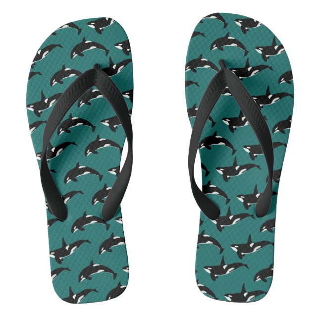 Orca-Muster: grün Flip Flops (Fußbett)
