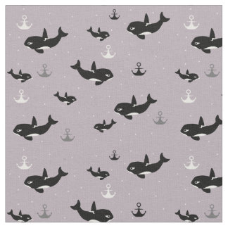 Orca-Muster - Niedliches Killer Whale-Cartoon-Must Stoff