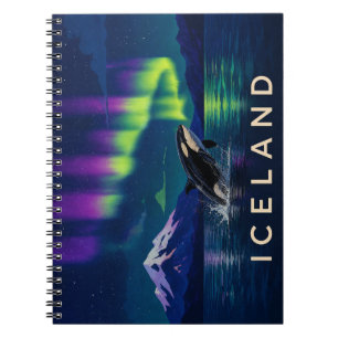 Orca Nordlichter Island Aurora Notizblock