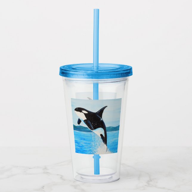 Orca Painting Acryltrinkbecher (Vorderseite)