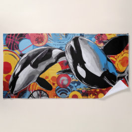 Orca Pop Art Street Style Colorful Ocean Design Strandtuch