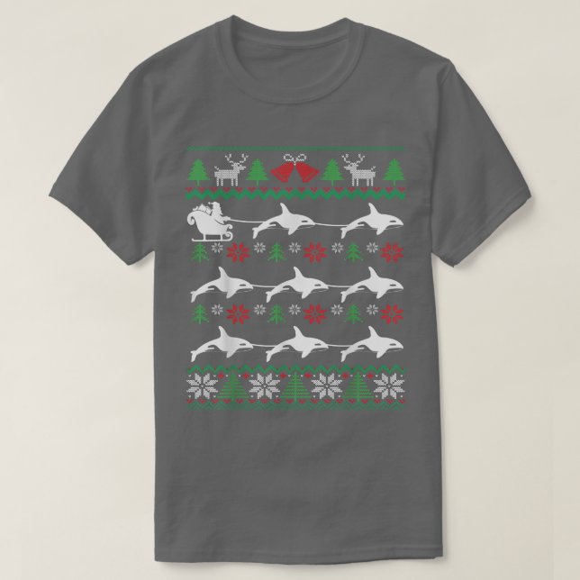 Orca Pulling Santa Sleigh Whale Lover Ugly C T-Shirt (Design vorne)