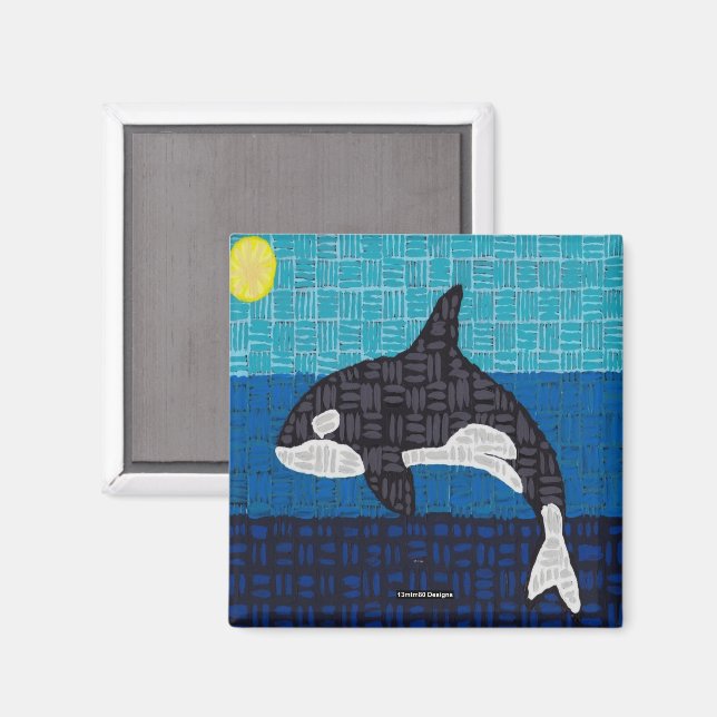 Orca (Quadrat) - Magnet (Vorderseite/Rückseite)
