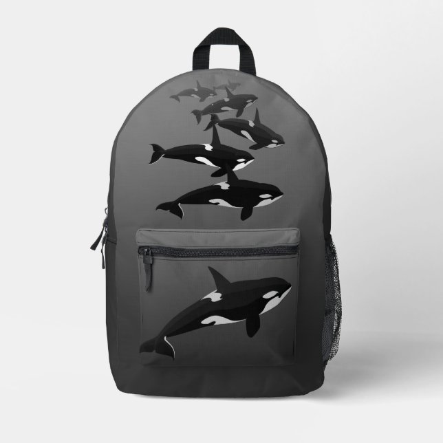 Orca-Rucksack Killer Whale School-Beutel anpassen Bedruckter Rucksack (Vorderseite)