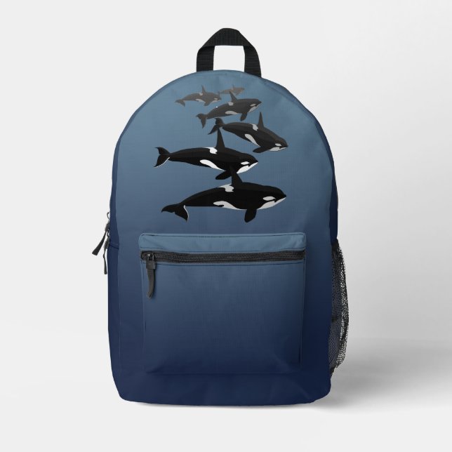 Orca-Rucksack Killer Whale School-Beutel anpassen Bedruckter Rucksack (Vorderseite)