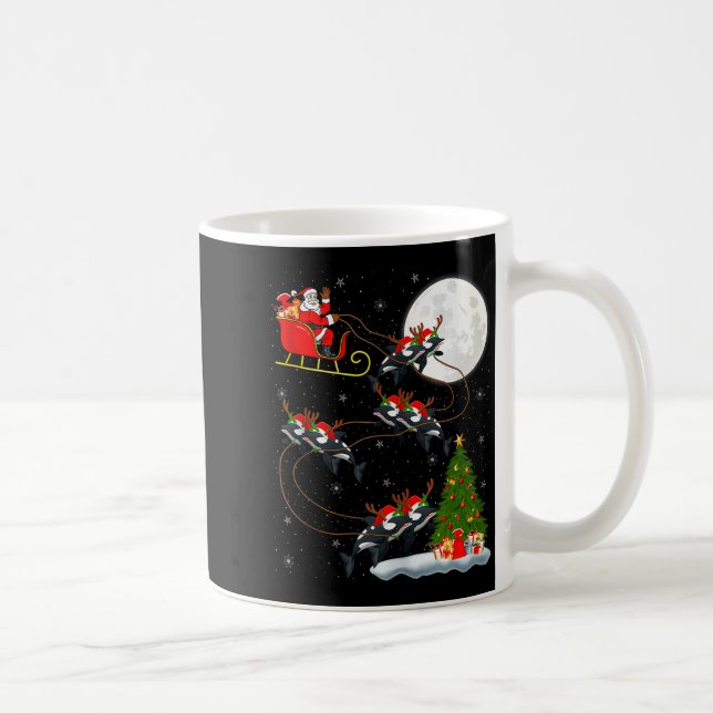 Orca Santa Sleigh Flying Funny Magical Christmas T Kaffeetasse (Rechts)