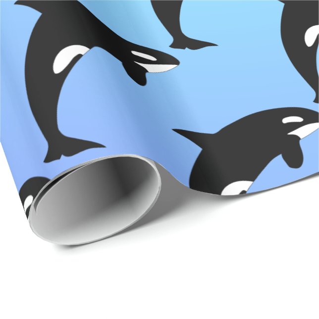 Orca Schwertwal Blau Geschenkpapier (Rolleneckpunkt)