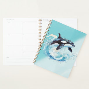 Orca Splash Türkis-Ozean-Wildlife-Kunstwerk Planer