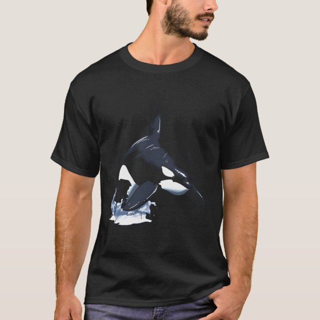 Orca springt aus dem Wasser Er whale Schwertwal o T-Shirt (Vorderseite)
