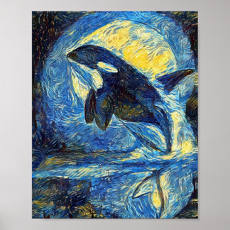Orca Starry Night Poster