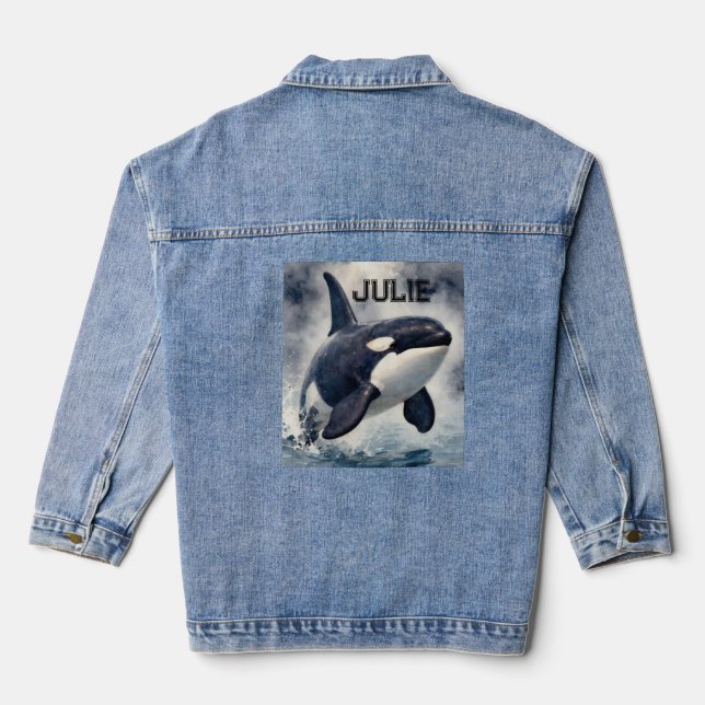  Orca Stormy waves, Personalized Jeansjacke (Rückseite)