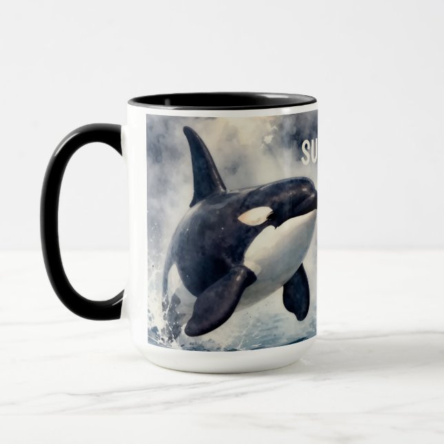 Orca Stormy Wellen Personalisiert Tasse (Links)