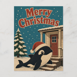 Orca-Terrassenstufe Tier Weihnachten Postkarte