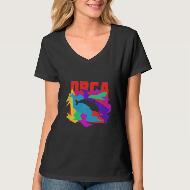 Orca-Tier-Mosaik-Puzzle-Swea T-Shirt (Vorderseite)