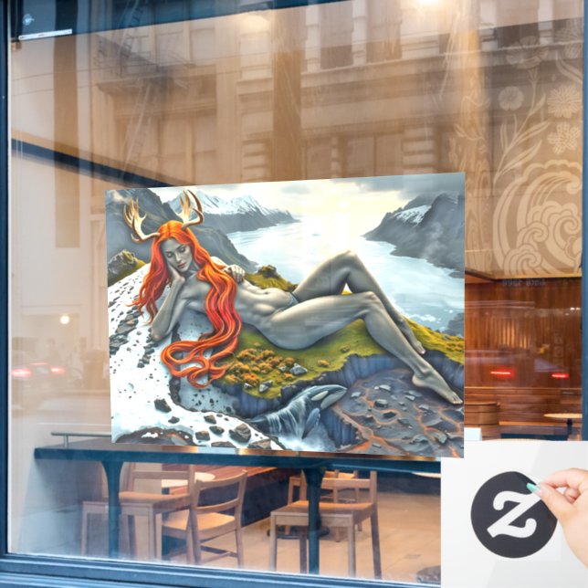 Orca unter der Göttin Fensteraufkleber (Café-Fenster)