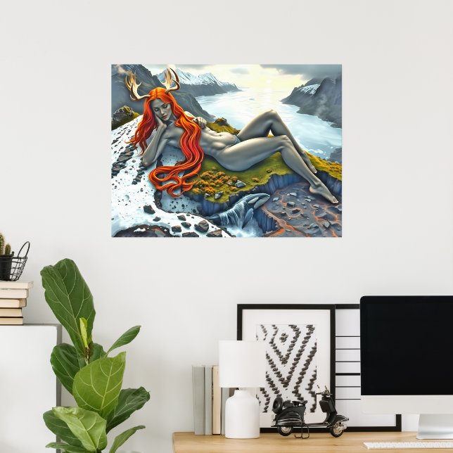 Orca unter der Göttin Poster (Heimbüro)