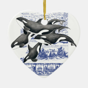 Orca Vintage Karte II Keramikornament