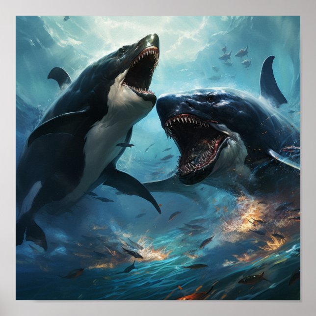 Orca vs Kraken Poster - Epische Schlacht am Ozean  (Vorne)