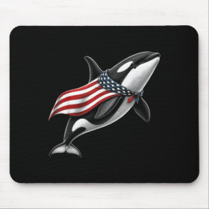 Orca-Wal 4. Juli US-amerikanische Flagge Patriotis Mousepad