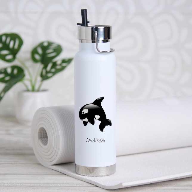 Orca-Wal benutzerdefinierter Name Trinkflasche (Yoga (gedreht)