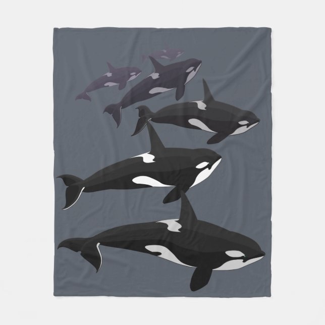 Orca-Wal-Decken-Mörder-Wal-Fleece-Decken Fleecedecke (Vorderseite)