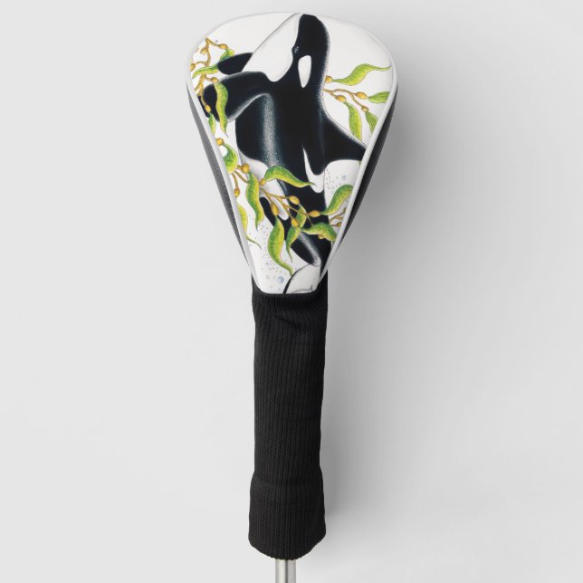 Orca-Wal in Kelp Forest, Tinte für die Weinerzeugu Golf Headcover (Vorderseite)