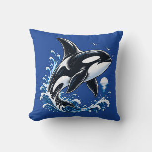 Orca-Wal-Ozeanwelle-Wurfkissen – Schwertwal  Kissen