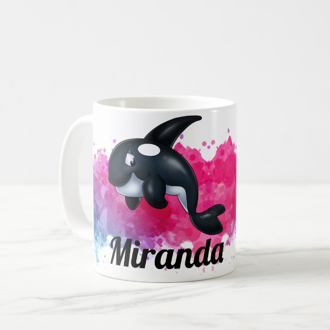 Orca-Wal-Rosa-Spritzer-Tasse Kaffeetasse (Vorderseite Links)