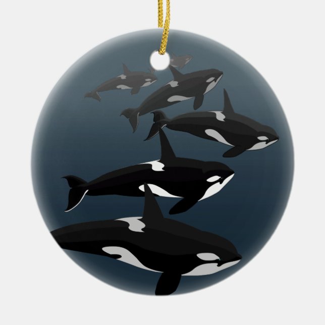 Orca-Wal-Verzierungs-personalisierte Keramik Ornament (Vorne)