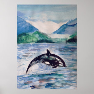 Orca, Wal Watercolor, der Wert-Plakat zeichnet Poster