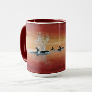 Orca Wale! Tödliche Wale im Sonnenuntergang Tasse