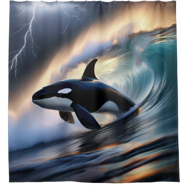Orca Wave Duschvorhang (Vorderseite)