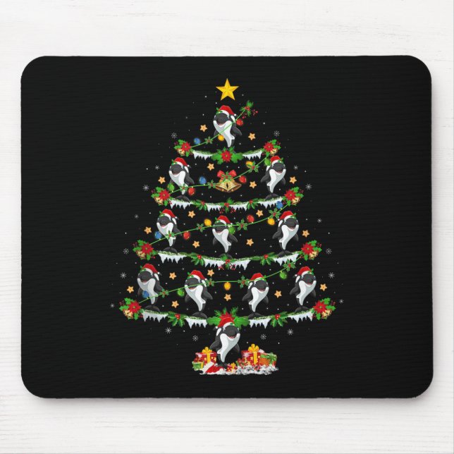 Orca-Weihnachtsbaumlichter Lustiges Meer Tier Orca Mousepad (Vorne)
