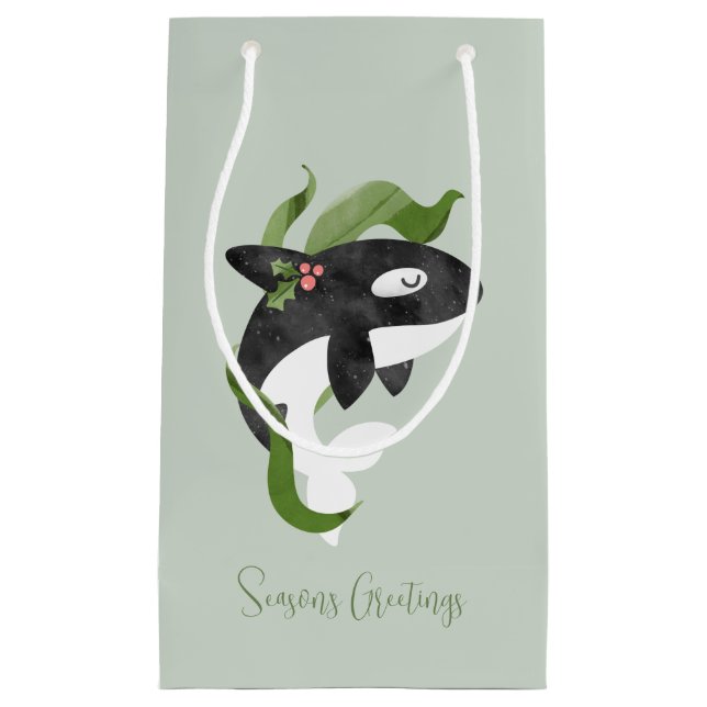 Orca Weihnachtskarte Kleine Geschenktüte (Vorderseite)