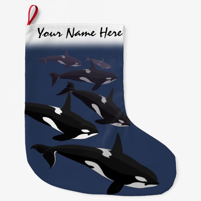 Orca-WeihnachtsStrumpf-personalisierter Mörder-Wal Großer Weihnachtsstrumpf (Vorderseite)