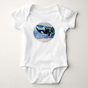 Orca Whale Art Baby Bodysuit Strampler