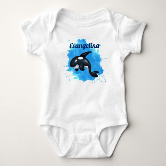 Orca Whale Baby Bodysuit Strampler (Vorderseite)
