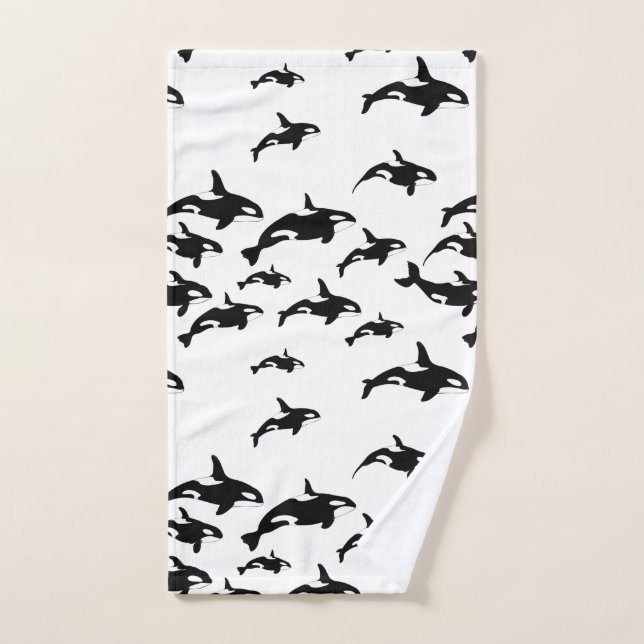 Orca Whale Black and White Ocean Theme Handtuch (Handtuch)