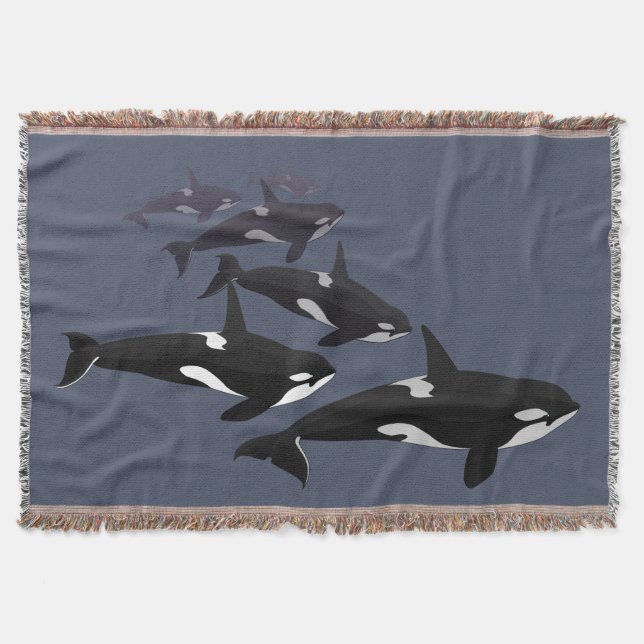 Orca Whale Blanket Killer Whale Art Throw Blankes Decke (Vorderseite)