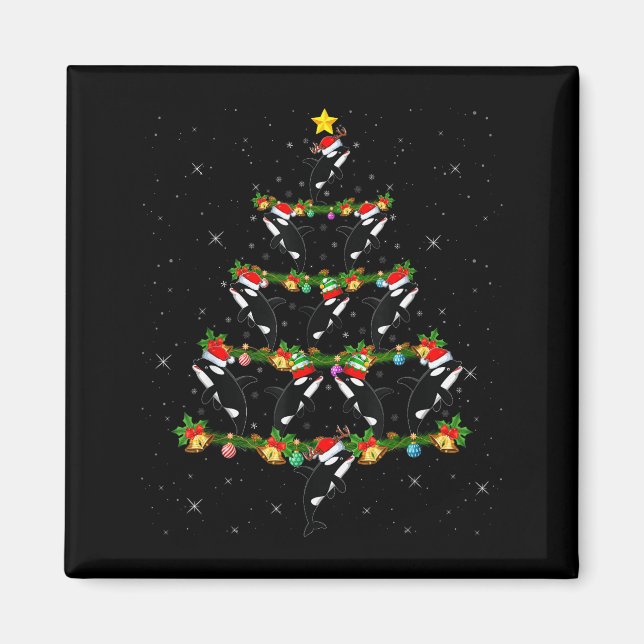 Orca Whale Christmas Tree Lights Santa Funny Sea A Magnet (Vorne)