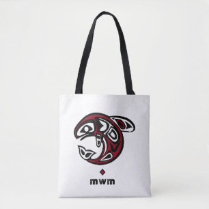 Orca Whale Haida Design — Monogram Schultertasche