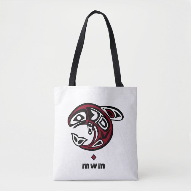 Orca Whale Haida Design — Monogram Schultertasche (Vorderseite)