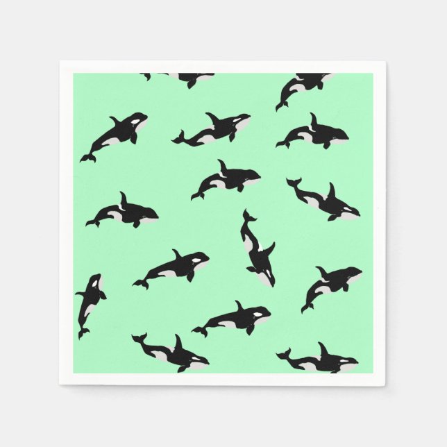 Orca Whale Illustration Pod-Muster Seezunge Serviette (Vorderseite)